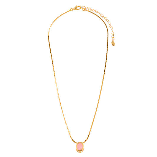 Colar Corrente Diamantada Oval Rosa Dourado