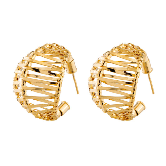 Brinco Argola Detalhe Trançado Dourado