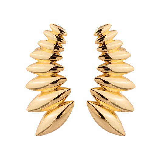 Brinco Ear Cuff Gotas Alongadas Dourado
