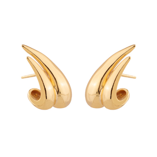 Brinco Ear Hook Gotas Duplas Dourado
