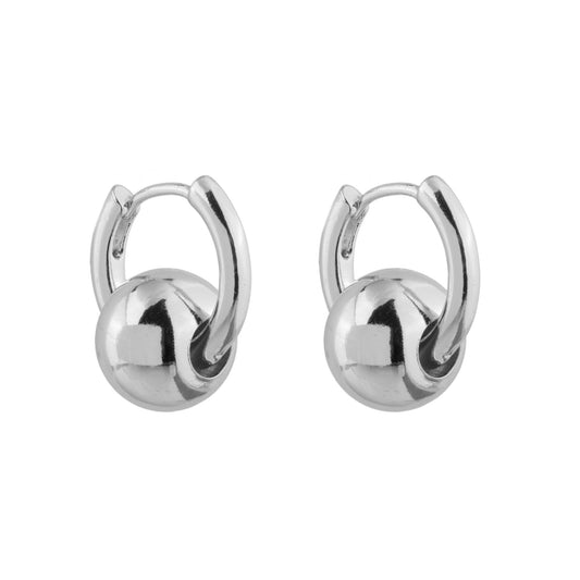 Brinco Argola Click com Esfera P Dourado/Prateado