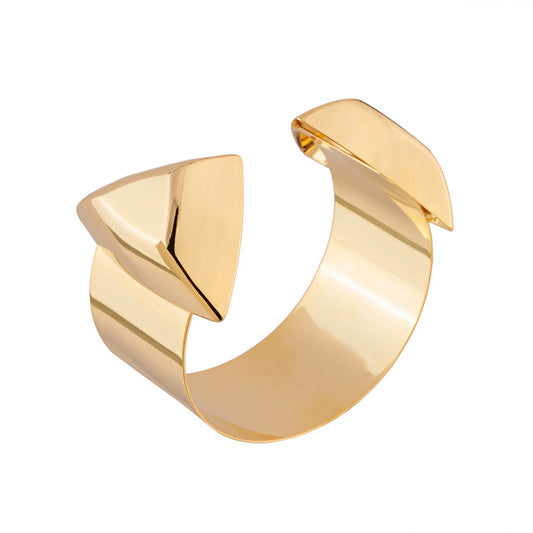 Pulseira Bracelete Liso Peça Triangular Dourado