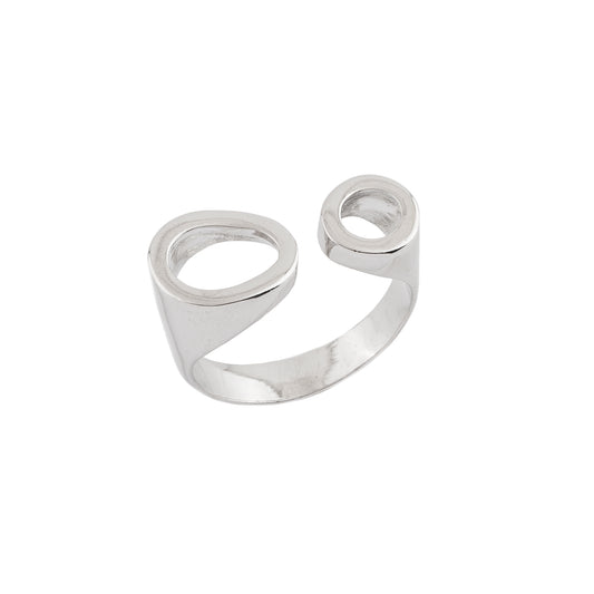 Anel Ovais Vazados Prateado