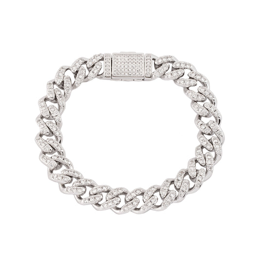 Pulseira Elos Cravejados Prateado