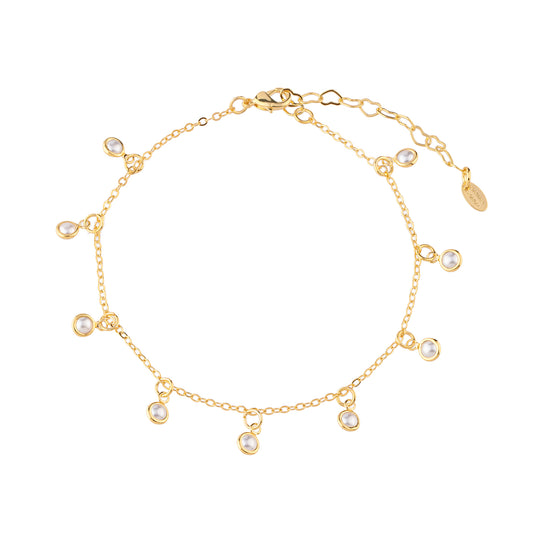 Tornozeleira Pérolas Dourado