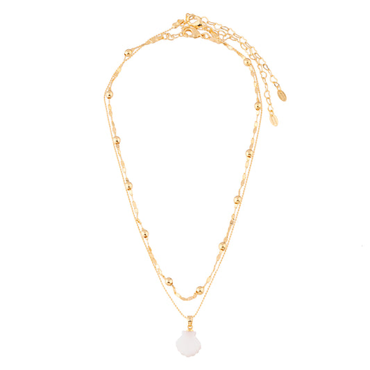 Colar Duplo Choker e Corrente Conchinha Dourado