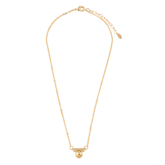 Colar Esfera com Detalhe Cravejado Dourado