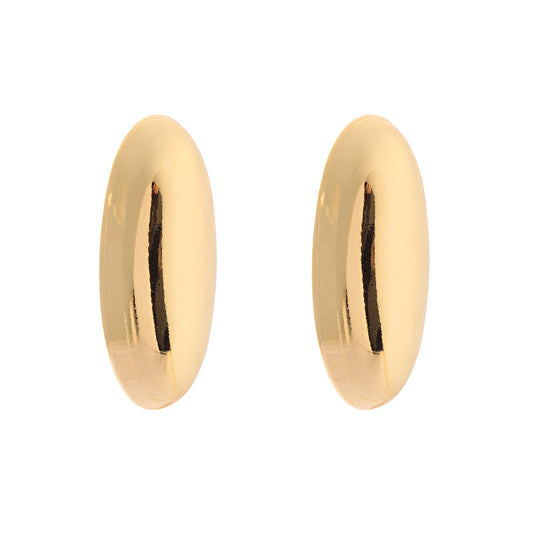 Brinco Oval Alongado Liso Dourado