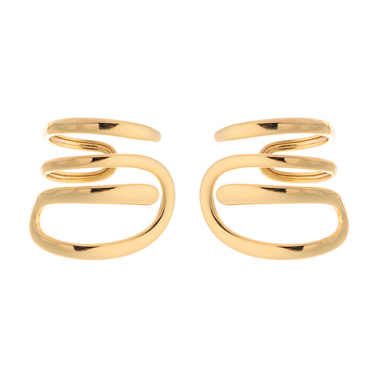 Brinco Ear Cuff Envolvente Linhas Lisas Dourado
