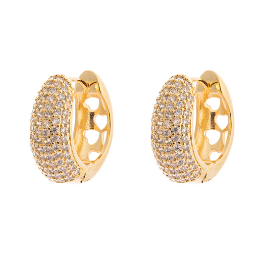 Brinco Argola Click Grossa Cravejada Dourado