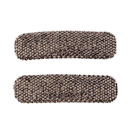 Dupla de Grampos para Cabelo Tic Tac Quadrado Reto de Brilho Prateado/Ônix