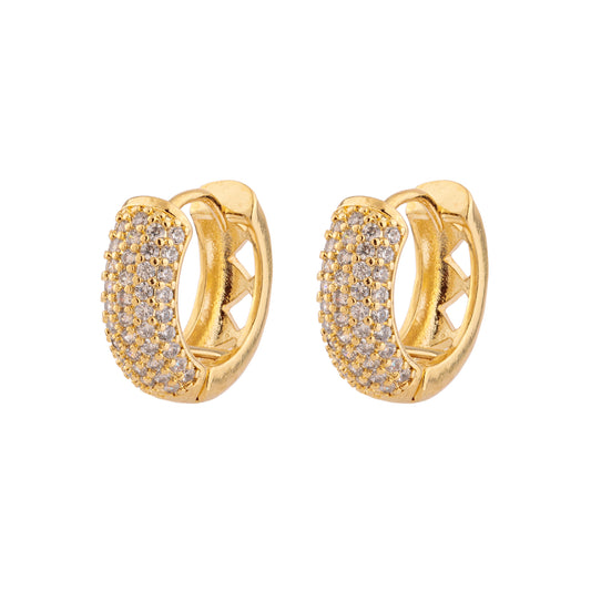 Brinco Argola Clássica Cravejada Dourado