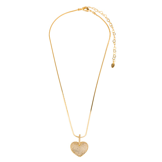 Colar Coração Cravejado Dourado