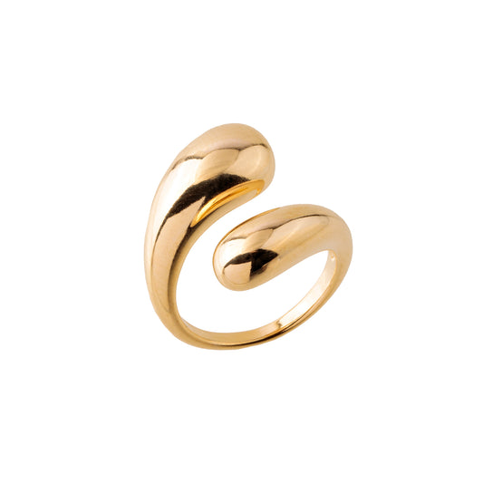 Anel Regulável Envolvente Gotas Lisas Dourado