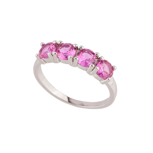 Anel Meia Aliança Rosa Prateado