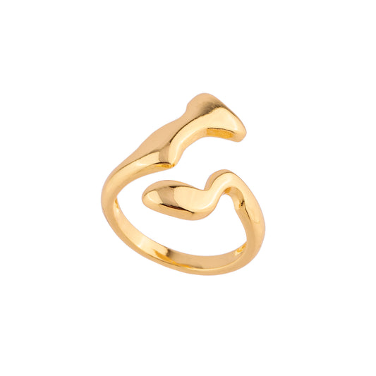 Anel Orgânico Aberto Dourado/Prateado