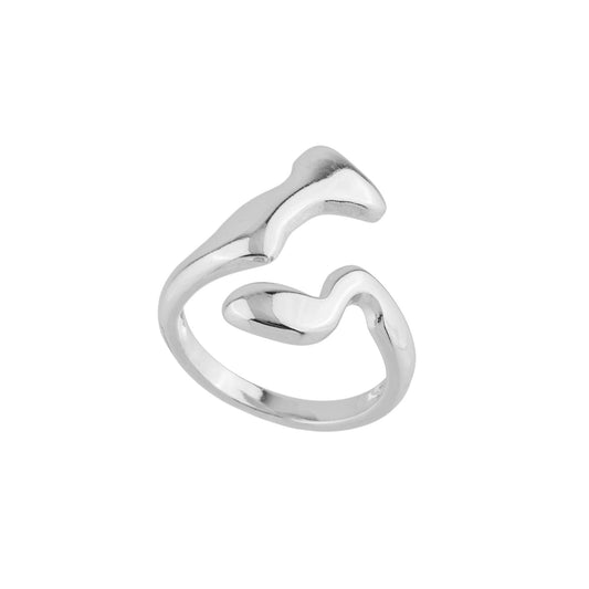 Anel Orgânico Aberto Dourado/Prateado