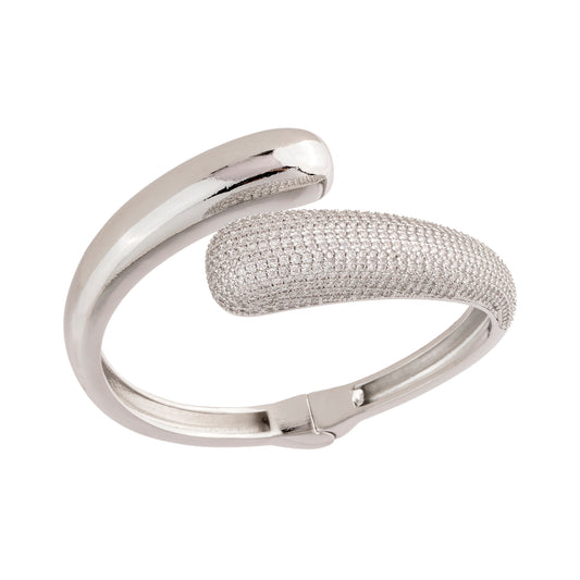 Pulseira Bracelete Detalhe Cravejado Arredondado Dourado/Prateado