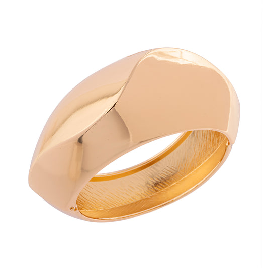 Pulseira Bracelete Largo Detalhe Ondulado Dourado