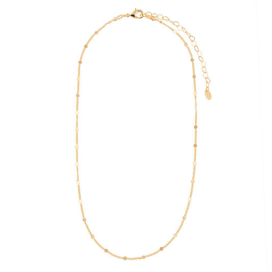 Colar Corrente Lisa Plaquinhas Espelhadas Dourado