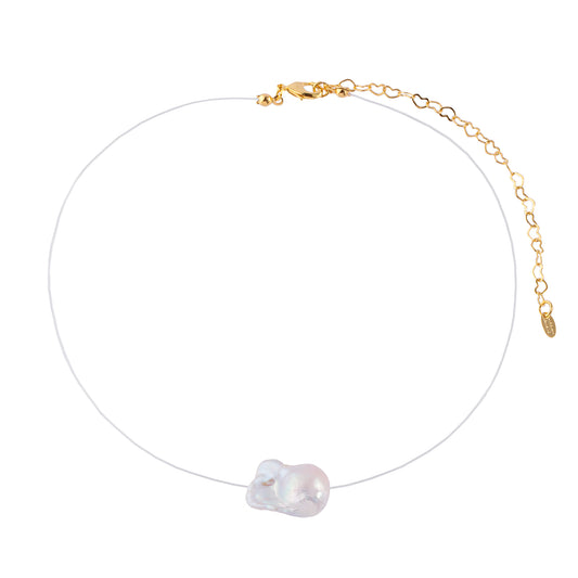 Colar Fio com Pingente de Pérola Barroca Bruta Dourado