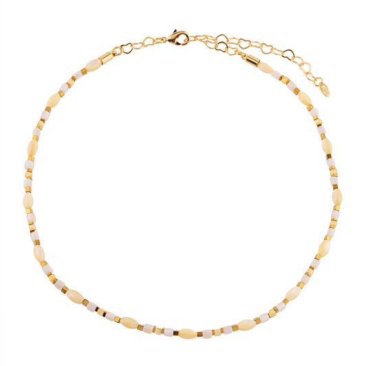 Colar Cristais Amarelos e Canutilhos Dourado Nat Mosca