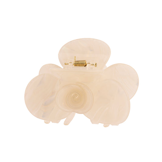 Piranha de Cabelo Média Branca Furta-Cor Resinada com Flor