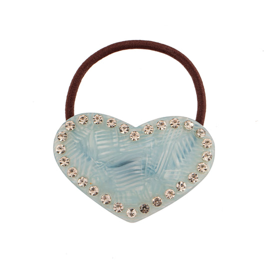 Amarrador de Cabelo Coração Azul Entorno Cravejado