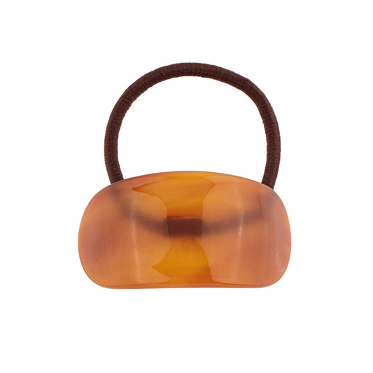 Amarrador de Cabelo Peça Resina Curvada Branca/Marrom