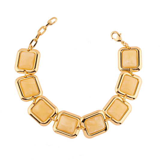 Pulseira Quadrados Amarelos Dourado Nat Mosca