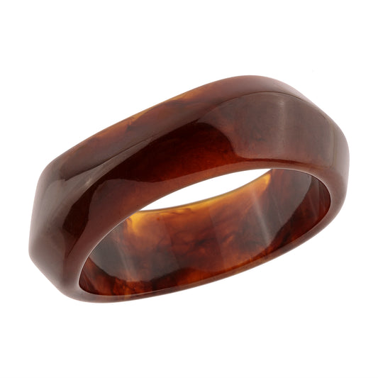 Pulseira Maxi Bracelete Resina Marrom/Creme Nat Mosca