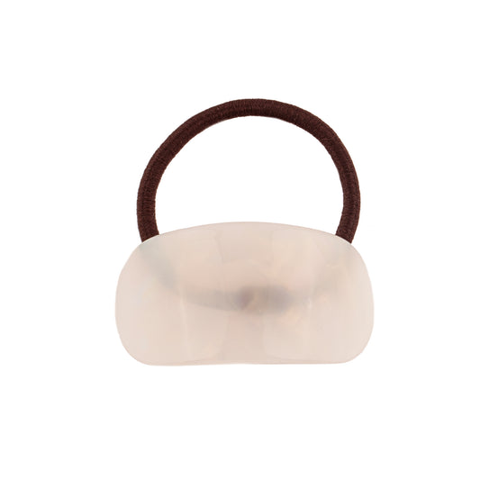 Amarrador de Cabelo Peça Resina Curvada Branca/Marrom