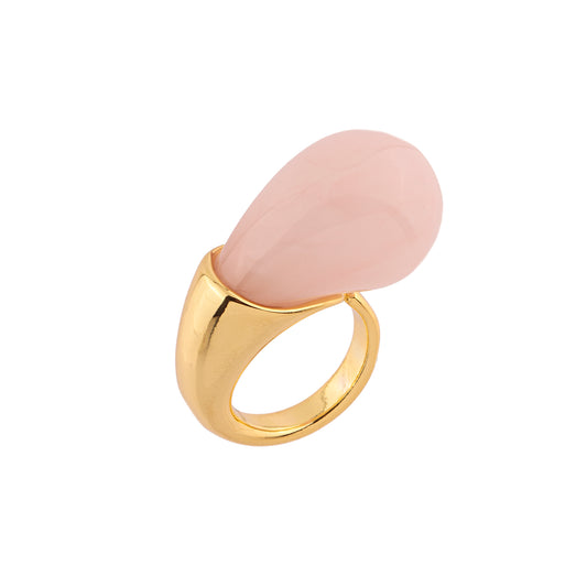 Anel Envolvente com Gota Rosa Dourado Nat Mosca