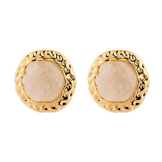 Brinco Redondo Martelado com Cristal Centro Dourado Nat Mosca