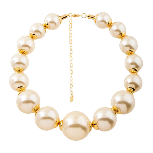 Colar Max Choker Pérolas Dourado