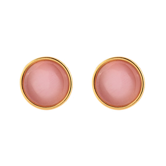 Brinco Redondo Pedra Cintilante Rosa/Laranja/Branco Dourado