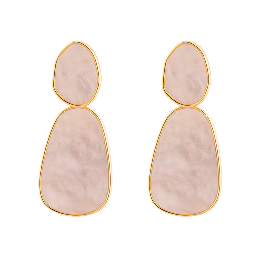 Brinco Duplo Ovais Orgânicos Creme Dourado