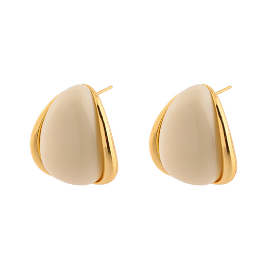 Brinco Gota em Pedra Branca/Verde/Rosa/Azul Dourado