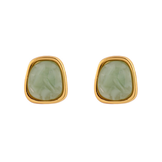 Brinco Quadrado Lateral Lisa com Resina Colorida