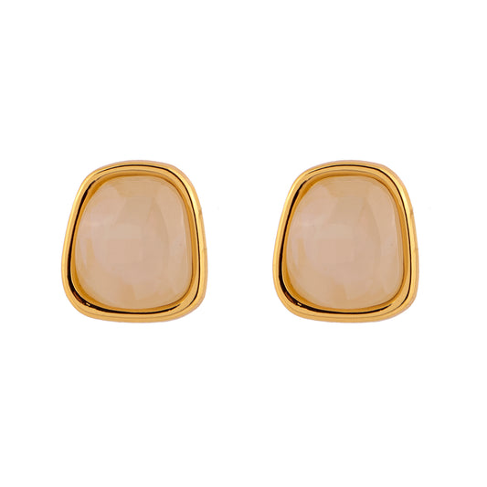 Brinco Quadrado Lateral Lisa com Resina Colorida