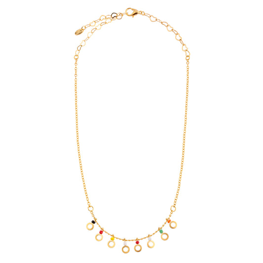 Colar Ovais com Coloridos Dourado