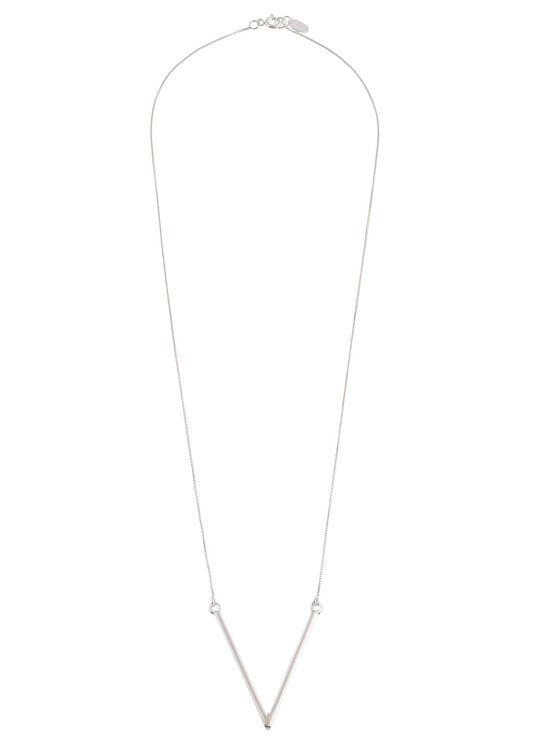 Colar Pingente V Liso Prata 925