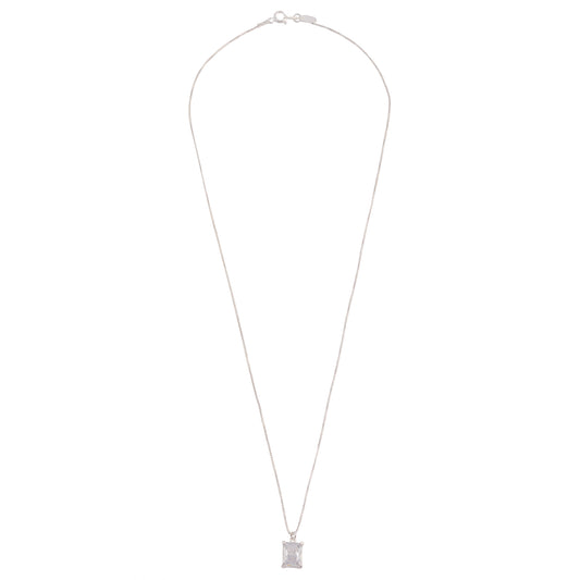 Colar Retângulo Cristal Prata 925