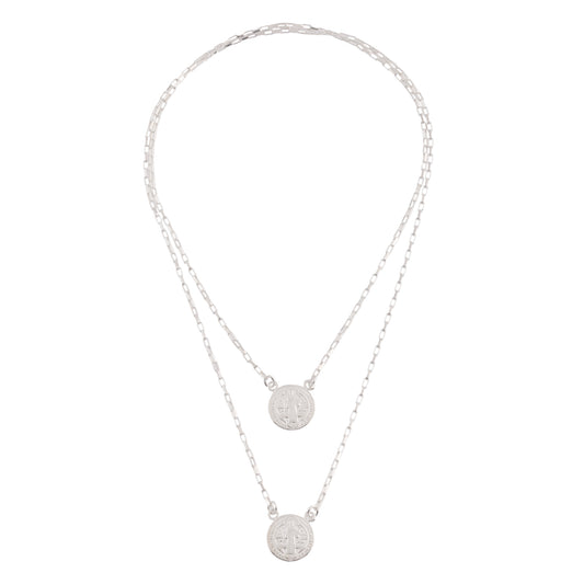 Colar Escapulário São Bento Elos Prata 925