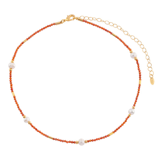 Colar Cristais Coloridos com Pérolas Dourado