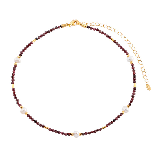 Colar Cristais Coloridos com Pérolas Dourado