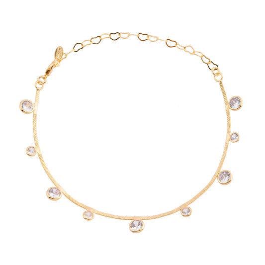 Tornozeleira Malha com Ponto de Luz Dourado