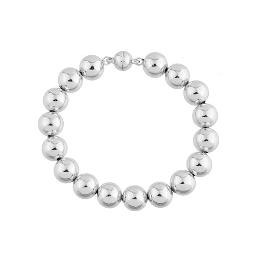 Pulseira Esferas Lisas Fecho Ímã Dourada/Prateada