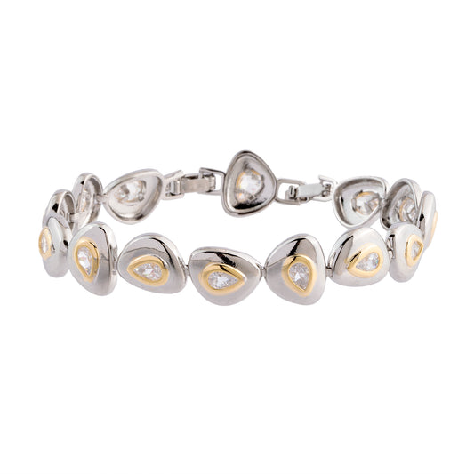 Pulseira Gotas com Cristal Dourado e Prateado