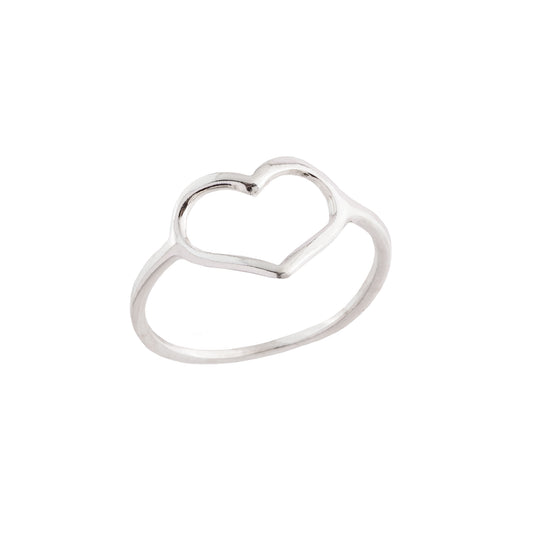 Anel Coração Liso Prata 925